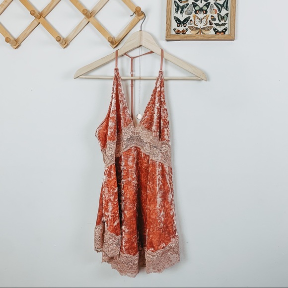 Free People Tops - free people crushed velvet rose gold boho tank top